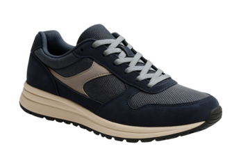 Modern Navy Blue, Gray, and Beige Athletic Sneaker