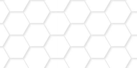 Abstract pattern hexagonal white technology line paper background. Hexagonal grid tile mosaic structure mess cell design. white and gray hexagon honeycomb football geometric copy space business text	