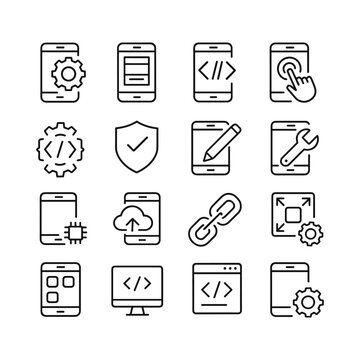 Programming and coding symbol collection. Outline symbols. Line design