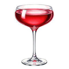 Red cocktail in a coupe glass isolated on transparent background