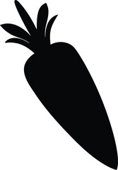Carrot Silhouette Vector – Black Vegetable Icon for Food and Farming Design