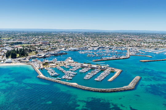 Aerial view over Fishing Boat Harbour Fremantle