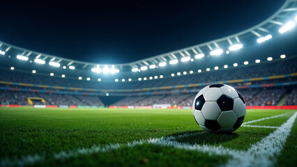 football player and ball on the football field, kicking a corner kick