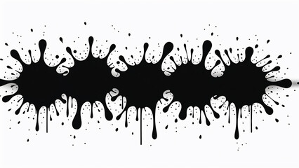 Black ink splatters and drops collection on white background creates dynamic abstract composition