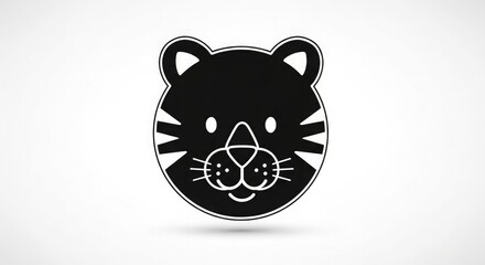 Tiger head illustration cute tiger vector animal graphic design wildlife cartoon black and white art icon