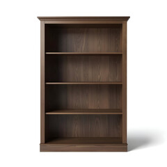 Empty wooden shelves isolated on white background simple interior storage furniture design illustration