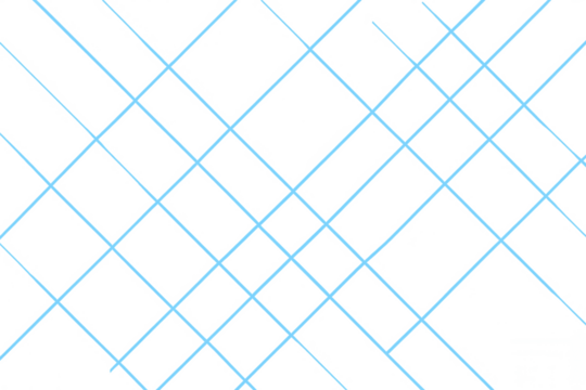 Blue diagonal grid lines forming a modern geometric pattern on a transparent background, abstract design element
