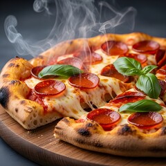 Crispy Crust Pepperoni Pizza Slice with Melted Cheese and Greasy Pepperoni