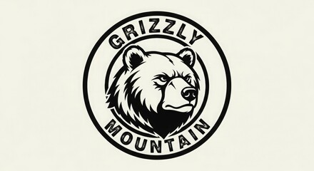 Grizzly bear mountain logo design vector illustration animal wildlife nature outdoor adventure mascot emblem
