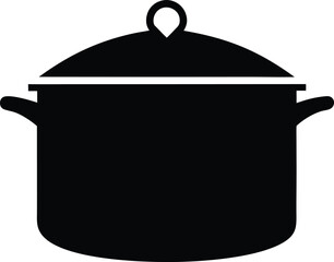 Cooking pot icon with shadow vector, Cooking pot silhouette icon vector illustration design
