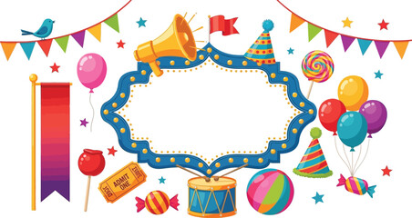 Colorful carnival frame vector illustration for party invitation