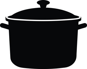 Cooking pot icon with shadow vector, Cooking pot silhouette icon vector illustration design