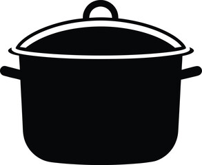 Cooking pot icon with shadow vector, Cooking pot silhouette icon vector illustration design