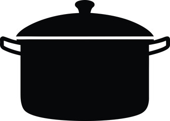 Cooking pot icon with shadow vector, Cooking pot silhouette icon vector illustration design