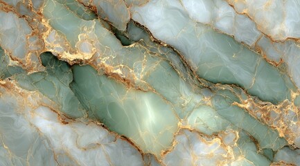 A detailed marble-like surface with streaks of gold and a muted green tone