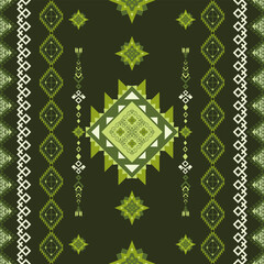 seamless geometric pattern set with ornamental vintage vector decoration , green tone