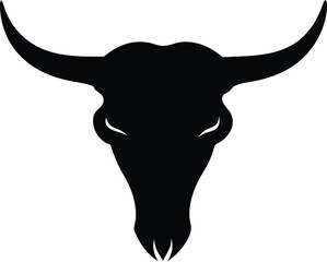 Bull and cow head silhouette vector, Cow skull silhouette illustration on white background