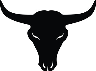 Bull and cow head silhouette vector, Cow skull silhouette illustration on white background