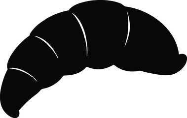 Simple Black Silhouette Croissant Pastry Icon, Silhouette croissant on a white background. croissant icon black silhouette vector illustration