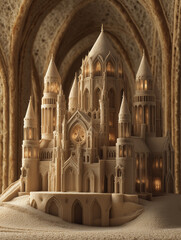 Gothic Bread Cathedral – Surreal Architecture Sculpted from Whole Grain Loaves | Fantasy Food Art, Conceptual Design, 3D Rendered Bakery Architecture, Whimsical Medieval Style