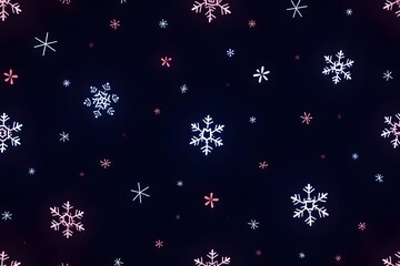 stylized neon Christmas pattern with color stylized snowflakes illustration