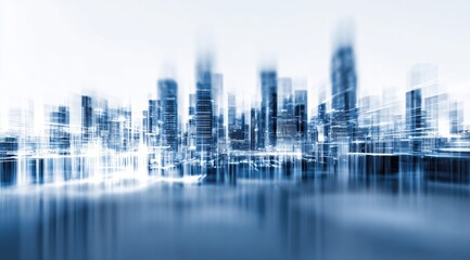 Blurred cityscape, digital art, futuristic