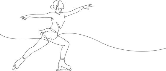 Women's Figure Skating, Ice Skater. Continuous line vector illustration. Winter team sport and competition. Milano Cortina 2026 Winter Olympics sport concept
