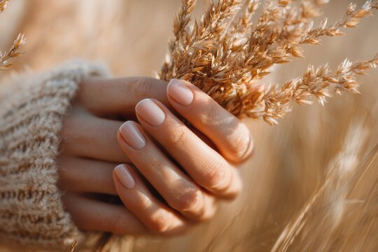 Beautiful Woman Holding Weat with Copy Space