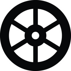 Obraz premium Steering Wheel Car Silhouette Vector - Automotive Car Wheel Outline - Driving, Navigation Icon