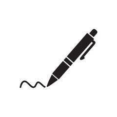 Black pen writing on white background, simple office tool for writing notes