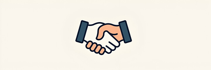 Naklejka premium A line art icon of a handshake symbolizes business agreements beautifully, rendered against a clear background that provides ideal copy space for messaging or branding.