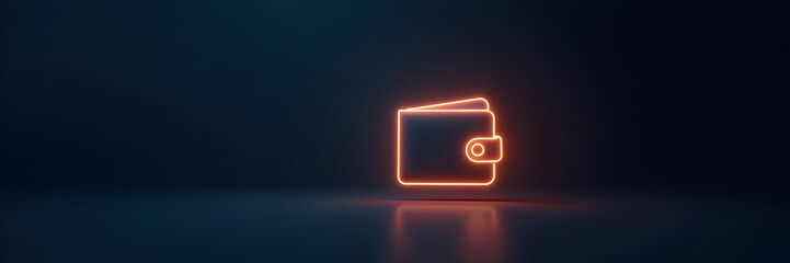 A compelling depiction of a glowing wallet icon symbolizing secure digital payments, designed with a minimalist aesthetic and abundant copy space for promotional text.