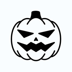 Outlined Halloween Pumpkin with Scary Features in Monochrome Design