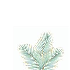 Palm Leaf Pastel Blue-Green with Gold Accents 22