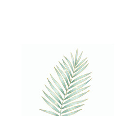 Palm Leaf Pastel Blue-Green with Gold Accents 31