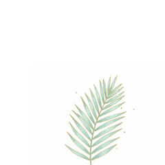Palm Leaf Pastel Blue-Green with Gold Accents 39
