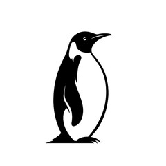 Fototapeta premium King Penguin. King Penguin simple black and white line art vector logo