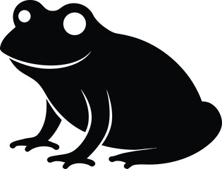 Minimalist Frog icon Amphibian and Wildlife Nature Vector. Black And White Frog  Jumping pose Vector Illustration On White Background
