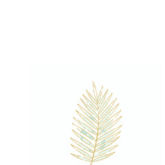 Palm Leaf Pastel Blue-Green with Gold Accents 48