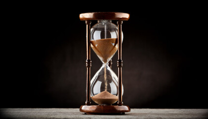 Old Hourglass On Black Background