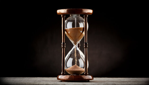 Old Hourglass On Black Background