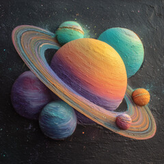 Colorful macarons floating like planets in space, blending sweet dessert textures with a dreamy, cosmic atmosphere and playful, surreal motion.