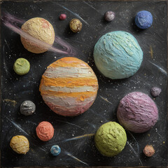 Colorful macarons floating like planets in space, blending sweet dessert textures with a dreamy, cosmic atmosphere and playful, surreal motion.