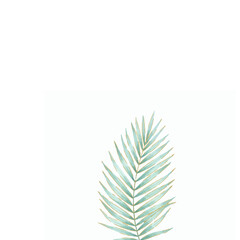 Palm Leaf Pastel Blue-Green with Gold Accents 5