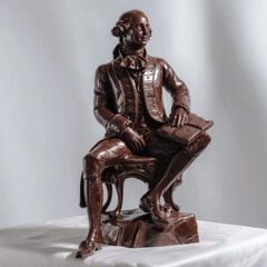Chocolate sculpted like a fine marble statue, blending classical art aesthetics with rich, glossy textures in an elegant and surreal still-life composition.