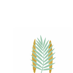 Palm Leaf Pastel Blue-Green with Gold Accents 16