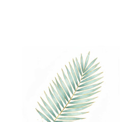 Palm Leaf Pastel Blue-Green with Gold Accents 18