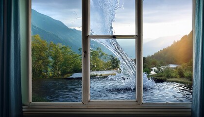 water flowing in the window