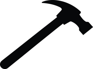 Black Silhouette Of A Claw Hammer, Claw Hammer Icon Vector Silhouette, Claw Hammer Silhouette Vector Illustration.

