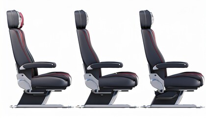 airplane seat from different sides isolation on a white background 3d rendering